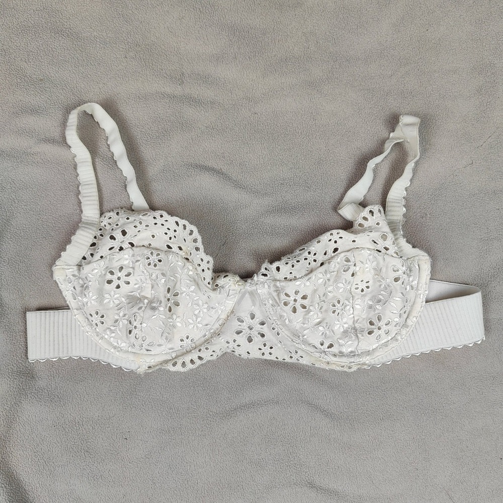 For Love & Lemons White Floral Eyelet Lace Bra Womens‎ Large Lingerie Romantic